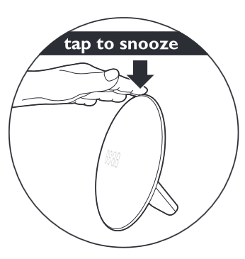 The snooze function is only shown as a small graphic in the manual