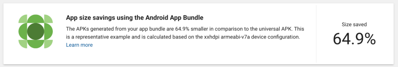 Size saving after uploading the App Bundle